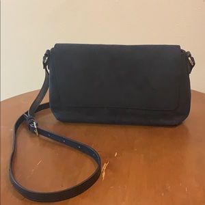 Blue suede shoulder bag